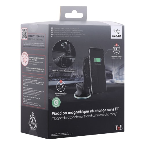 Support charge à induction 10W aimanté ventouse et grille d'aération Premium5
