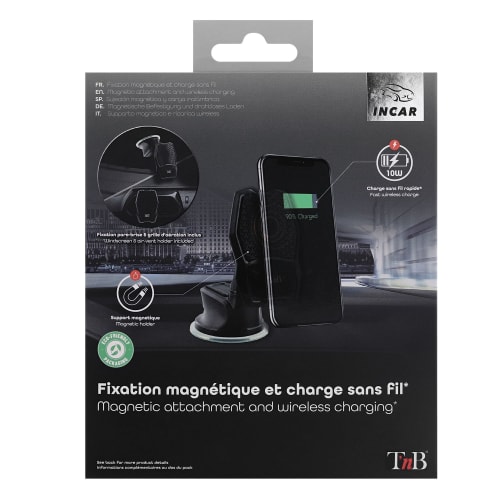 Support charge à induction 10W aimanté ventouse et grille d'aération Premium6