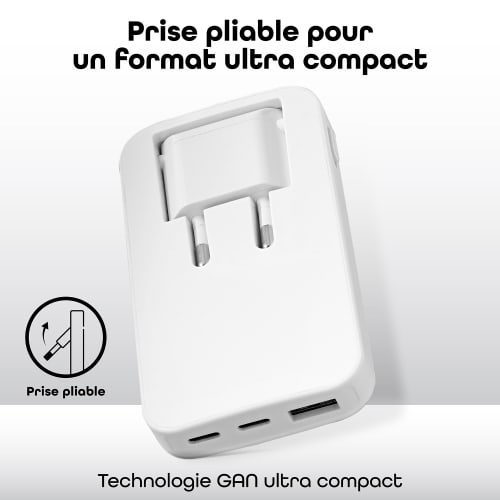 Chargeur GAN 3 USB prise pliable Power Delivery 65W3