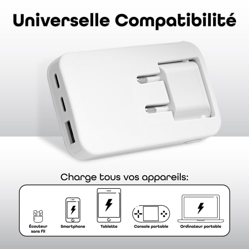 Chargeur GAN 3 USB prise pliable Power Delivery 65W5