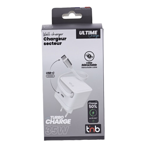 35W USB-C Wall Charger with Tug'n Block Retractable Cable5