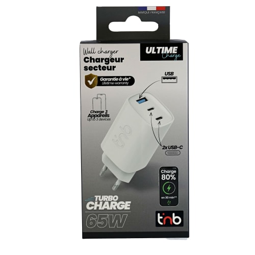 Cargador GAN 3 USB con suministro de energía de 65 W5