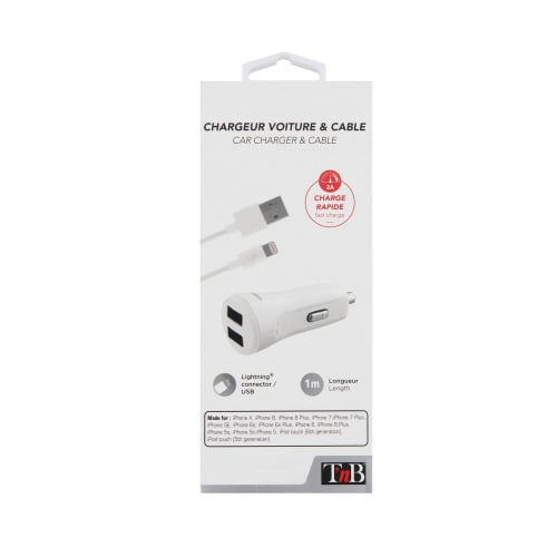 Chargeur allume-cigare 2XUSB-A 10W + câble Lightning5