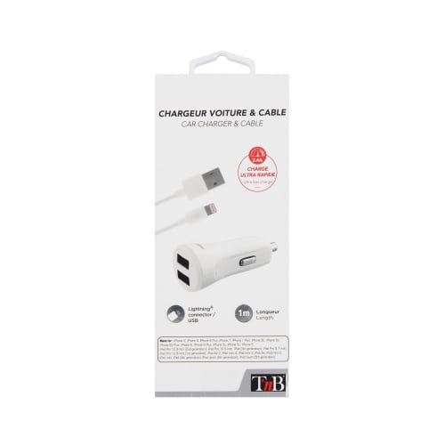 2XUSB-A 17W Car Charger + Lightning Cable5