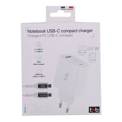 Chargeur GAN compact 65W iClick - câble 2 mètres inclus6