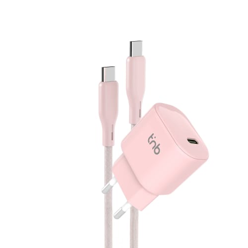 1 USB-C 30W Mains Charger Pack + USB-C Power Delivery Cable Pink1