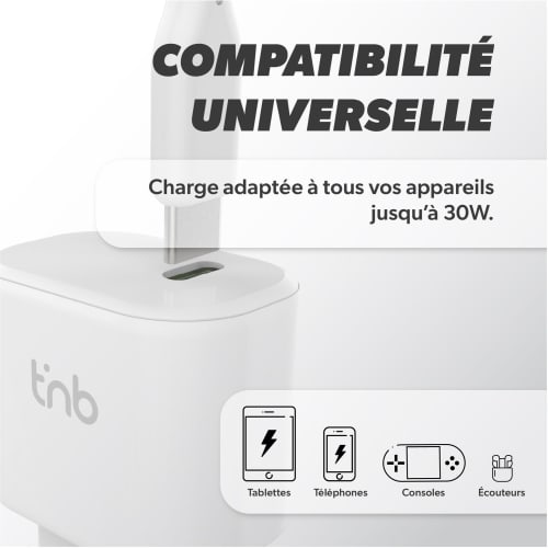 1 cargador de red USB-C de 30 W + cable USB-C Power Delivery blanco5