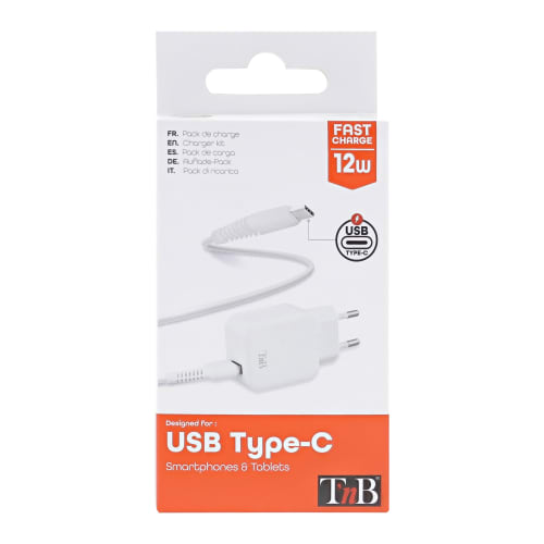 Pack de charge 1 USB + câble USB Type-C 12W8