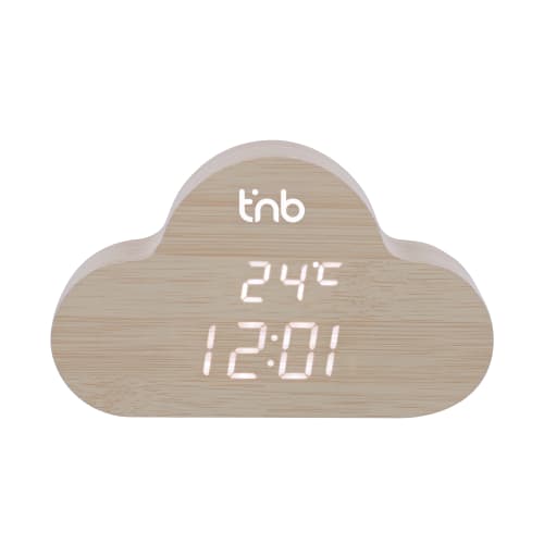 LED cloud alarm clock wood finish1