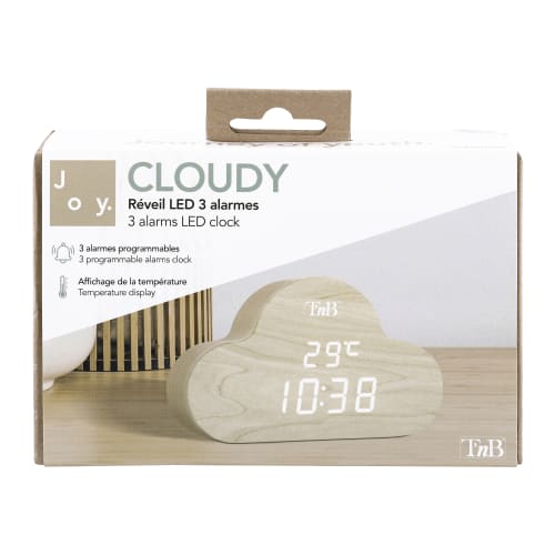 LED cloud alarm clock wood finish4