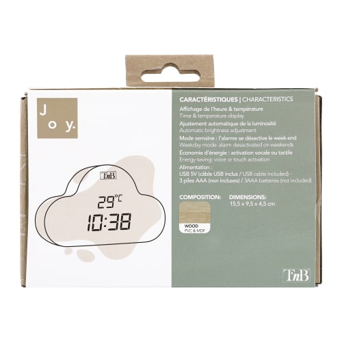 LED cloud alarm clock wood finish5