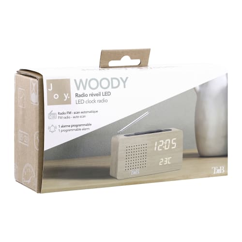 LED FM alarm clock radio with wood finish5