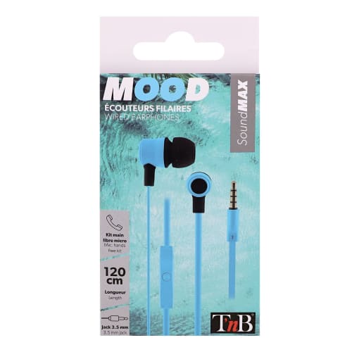 Ecouteurs filaires MOOD jack bleu4