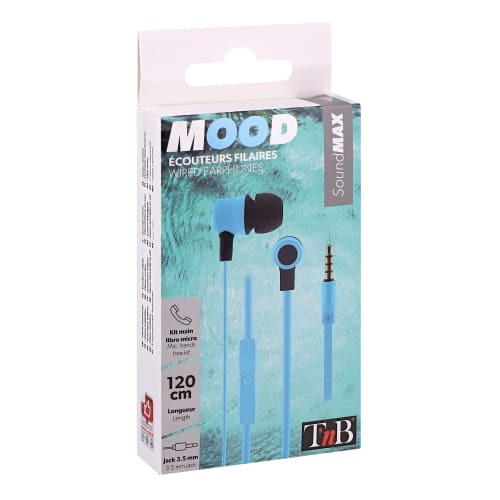 Ecouteurs filaires MOOD jack bleu2