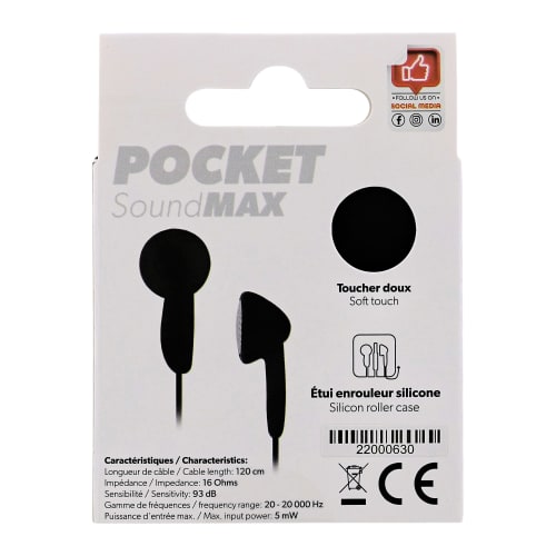 POCKET black wired jack headphones6