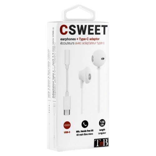 SWEET jack + type-C white wired headphones5