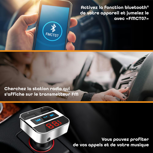 Transmisor FM Bluetooth 3 en 15