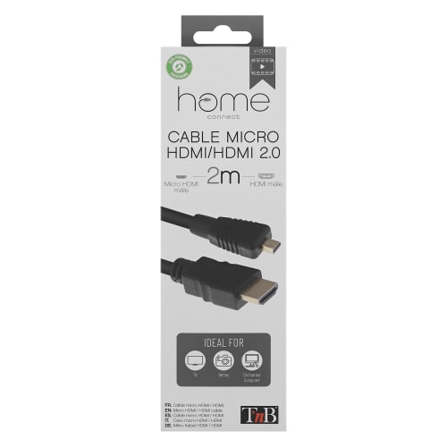 HDMI male / micro HDMI male cable 2m4