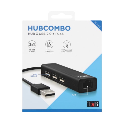 Hub USB-A vers 3x USB-A et RJ453