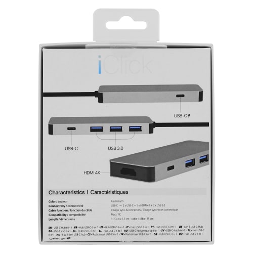 Hub USB Type-C 6 en 1 iClick8