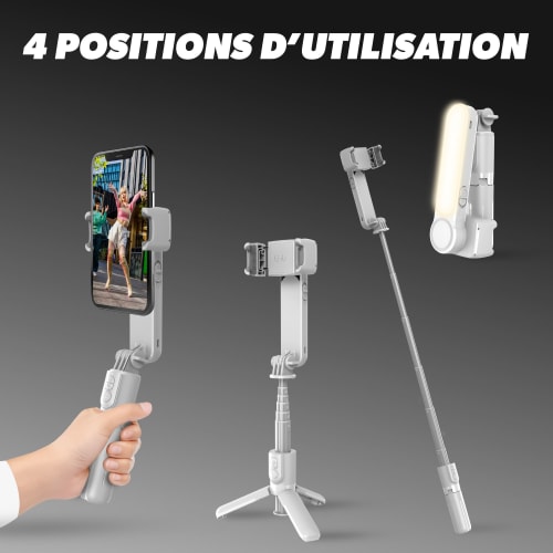 Mini Perche Stabilisateur 1-Axe pivotant 360° Bluetooth 2 en 1 Éclairage LED - INFLUENCE PRO3