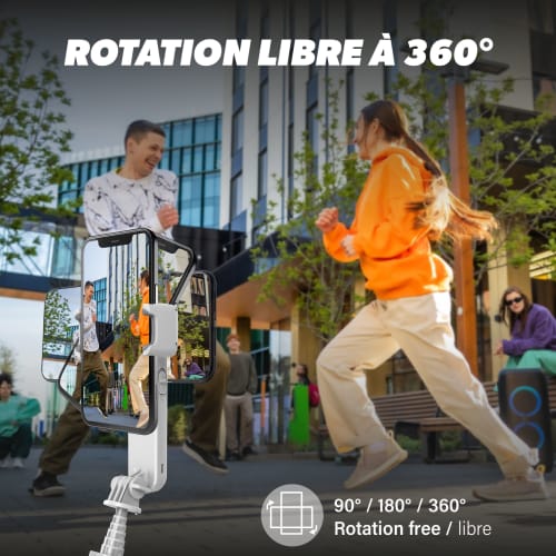 Mini Perche Stabilisateur 1-Axe pivotant 360° Bluetooth 2 en 1 Éclairage LED - INFLUENCE PRO5