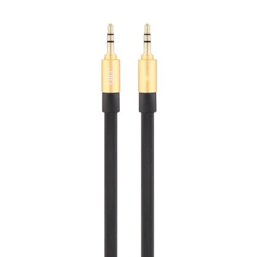 Flat cable 3.5mm jack male / 3.5mm jack male gold finish 1.1m black1