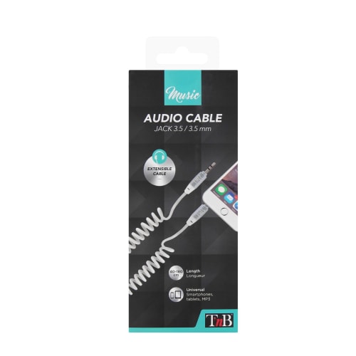 Twist cable jack 3.5mm male / jack 3.5mm male 1.8m white3
