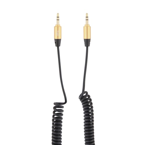 Twist cable jack 3.5mm male / jack 3.5mm male gold finish 1.8m black1