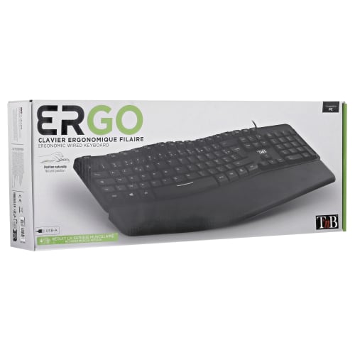 ERGONÓMICO - Teclado ergonómico con cable y reposamuñecas magnético10