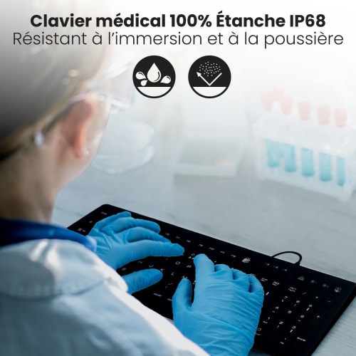 Clavier filaire médical IP68 - AZERTY (FR) noir3
