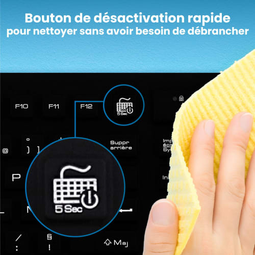 Clavier filaire médical IP68 - AZERTY (FR) noir6