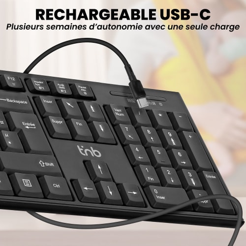 Teclado inalámbrico recargable Bluetooth + USB-A 2.4 Ghz - AZERTY (FR)4