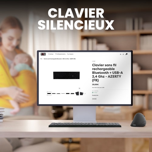 Teclado inalámbrico recargable Bluetooth + USB-A 2.4 Ghz - AZERTY (FR)5
