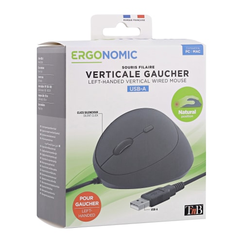 Souris filaire verticale pour gaucher - ERGONOMIC6