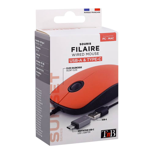 Souris filaire USB-A & USB-C SUNSET rouge3