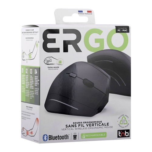 Rechargeable vertical ergonomic wireless mouse dual connection Bluetooth + USB-A7