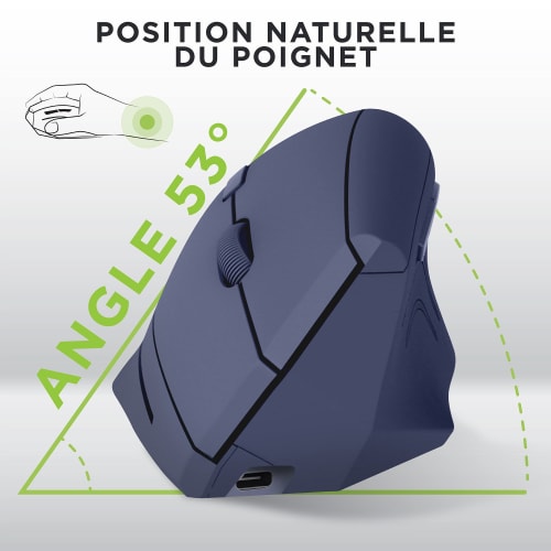 Souris sans fil ergonomique verticale double connexion Bluetooth + USB-A3