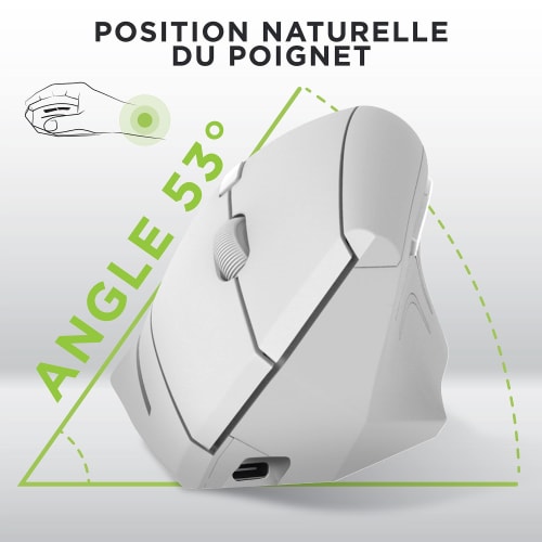 Souris sans fil ergonomique verticale double connexion Bluetooth + USB-A3