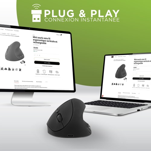 Mini souris sans fil ergonomique verticale et rechargeable4