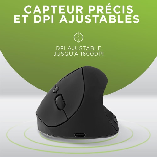 Mini souris sans fil ergonomique verticale et rechargeable5