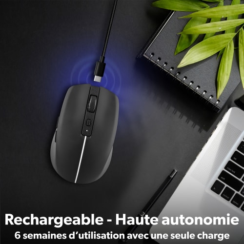 Souris rechargeable DUAL CONNECT noire - GRADIENT4