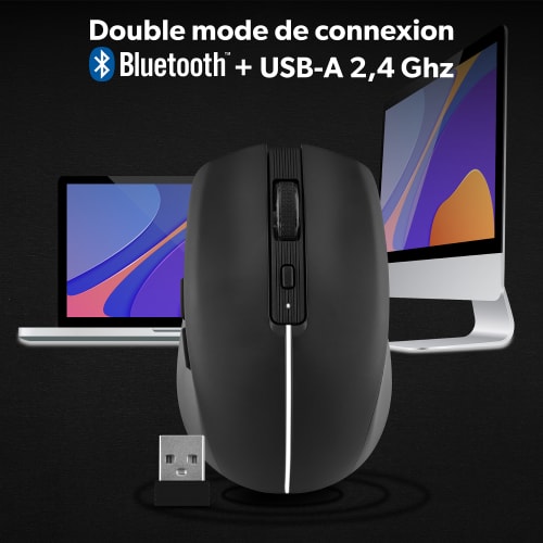 Souris rechargeable DUAL CONNECT noire - GRADIENT5