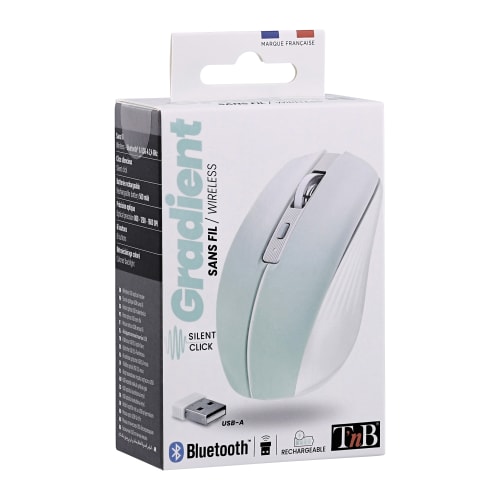 Souris colorée rechargeable dual connect bleue - GRADIENT6