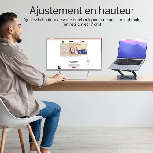 Support notebook rotatif 360° en métal - iClick3