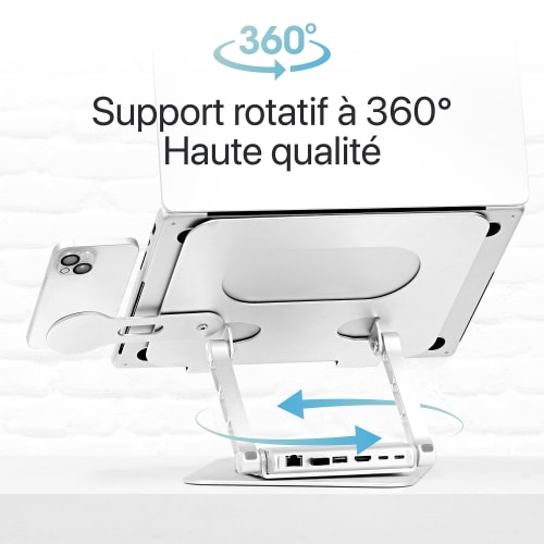 360° Adjustable Notebook Stand with Detachable 6-in-1 Hub - iClick5