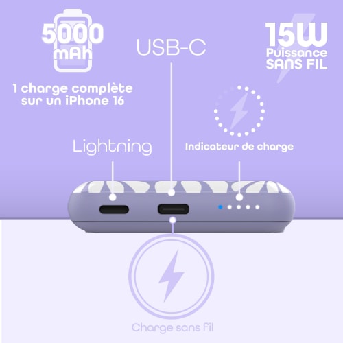 Batterie de secours 5000mAh compatible MagSafe - FLOWER EXCLUSIV5