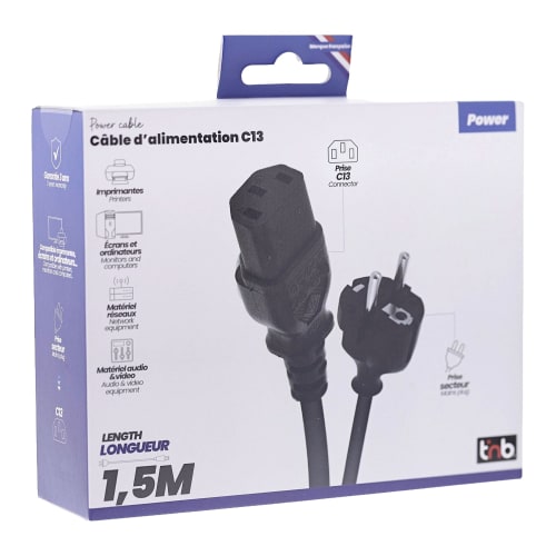 C13 female / angled Schuko male power cable 1.5 m3