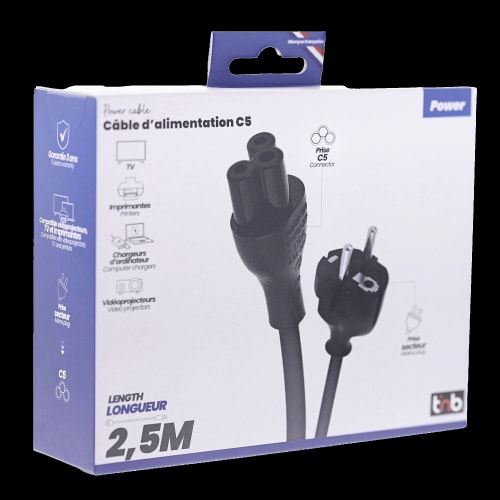 Power cable C5 female / Schuko angled male 2.5 m3