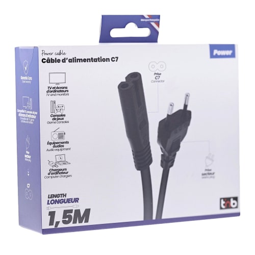 C7 Female / Europlug Male Power Cable 2m3